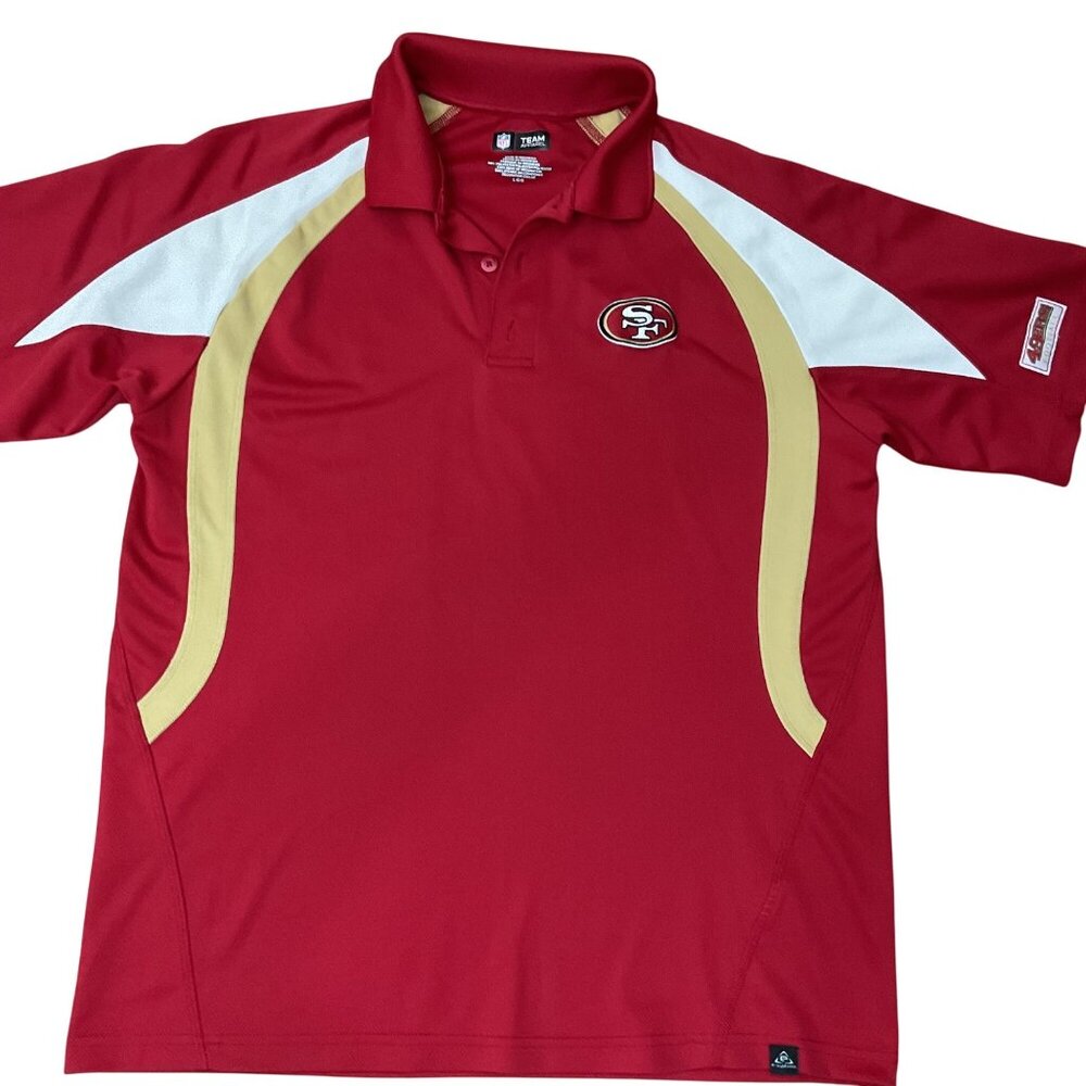 NFL Team Apparel San Francisco 49ers Red Polo Shirt With Embroidered Logo Size L